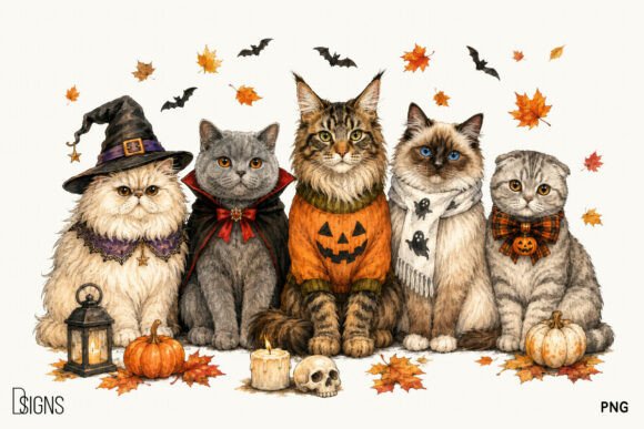 Download Cozy Halloween Fall Cute Cat Lover PNG - Fall cute Collection
