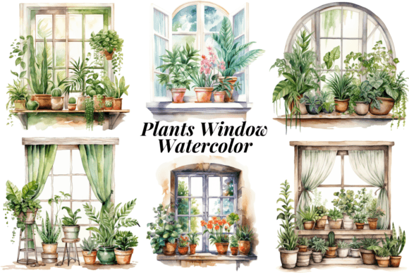 Download Plants Window Watercolor - Plant Collection