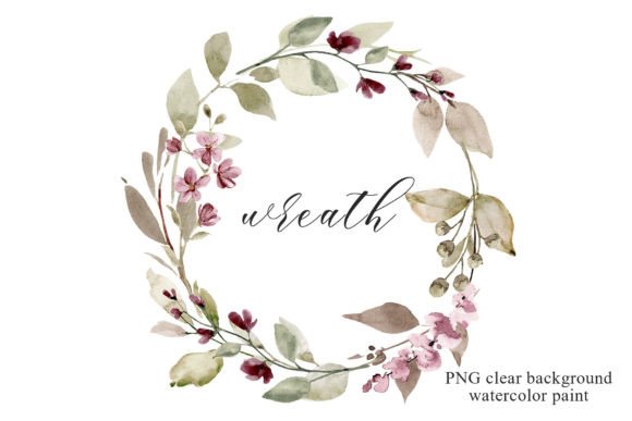 Download Wreath with Watercolor Leaves, Flowers. - Watercolor leaves Collection