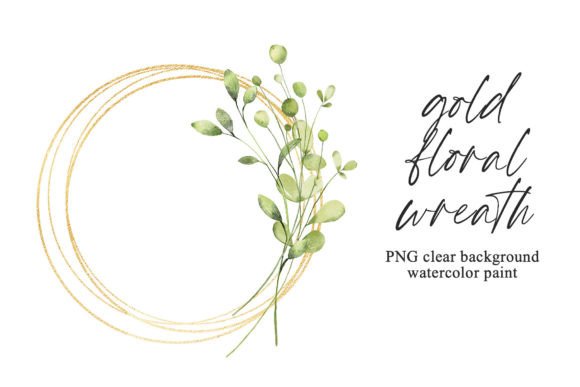 Download Watercolor Leaves Gold Wreath, PNG. - Watercolor leaves Collection