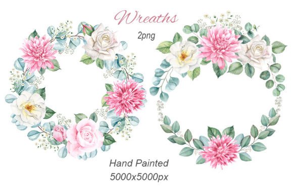 Download Wreath with Watercolor Leaves, Flowers - Watercolor leaves Collection