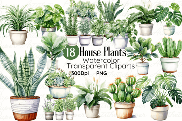 Download Watercolor House Plants Clipart Bundle - Plant Collection