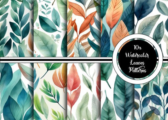 Download Watercolor Leaves Pattern Collection - Watercolor leaves Collection