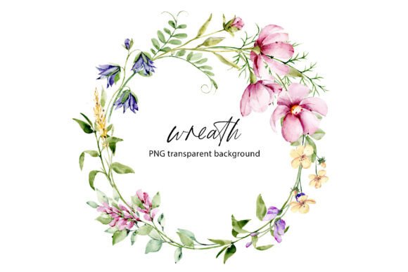 Download Wreath with Watercolor Leaves, Flowers. - Watercolor leaves Collection