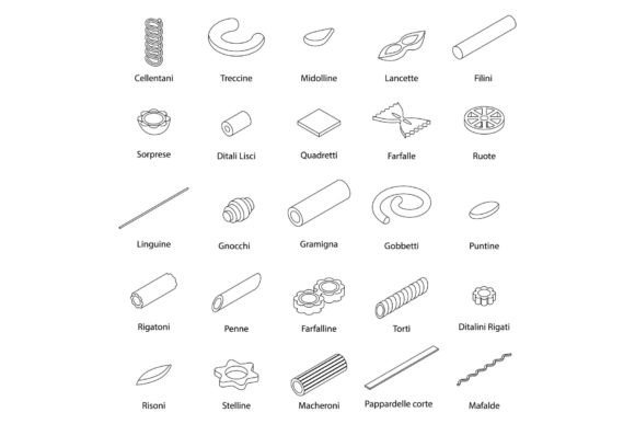 Download Fusilli Pasta Icons Set Vector Outline - Fusilli Collection