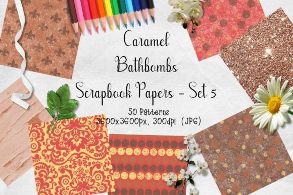 Download Caramel Bathbombs Scrapbook Paper Set 5 - Scrapbook paper set Collection