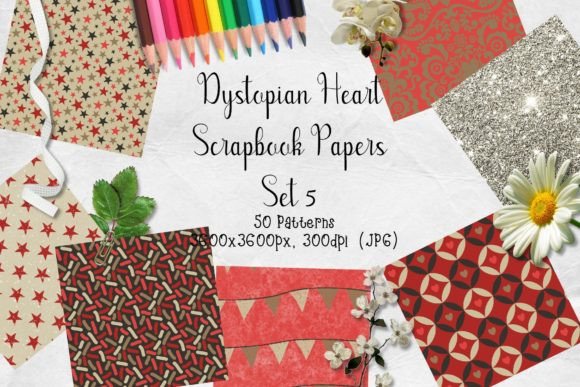 Download Dystopian Heart Scrapbook Paper Set 5 - Scrapbook paper set Collection