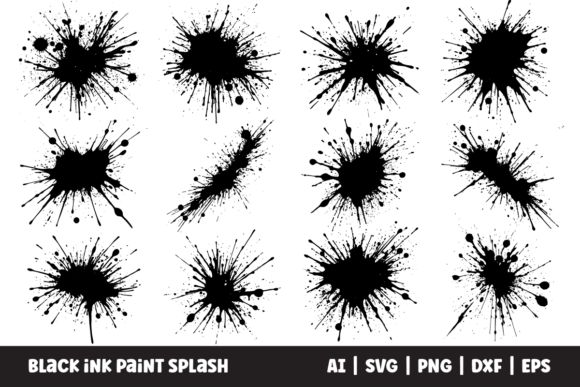 Download Black Ink Paint Splash Vector Clipart - Black Collection