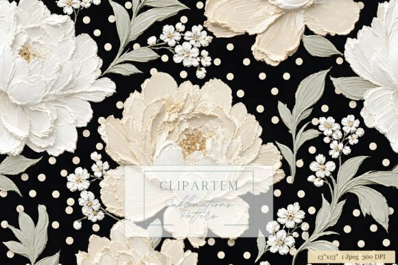 Download Black Peony Polka Dot Floral Pattern - Black Collection